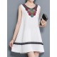 Casual Women Embroidery Dress Sleeveless A Line Cotton Linen Dresses