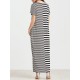 Elegant Women Maxi Dress Classic Cross Stripe Casual Sexy Dresses