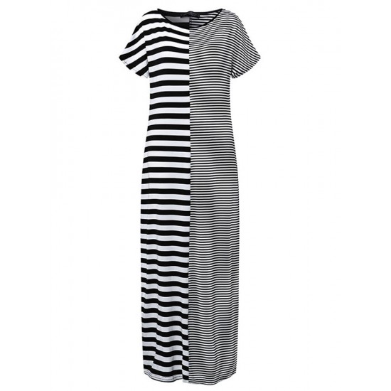 Elegant Women Maxi Dress Classic Cross Stripe Casual Sexy Dresses