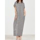 Elegant Women Maxi Dress Classic Cross Stripe Casual Sexy Dresses