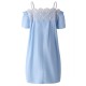 M-5XL Women Sexy Strap Off Shoulder Lace Patchwork A-Line Dress