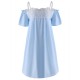 M-5XL Women Sexy Strap Off Shoulder Lace Patchwork A-Line Dress