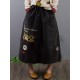 Casual Cartoon Print Elastic Waist Denim Skirts with Pockets