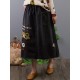 Casual Cartoon Print Elastic Waist Denim Skirts with Pockets