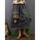 Casual Cartoon Print Elastic Waist Denim Skirts with Pockets