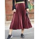 Elegant Women 6 Colors Velvet Pleated Skirts