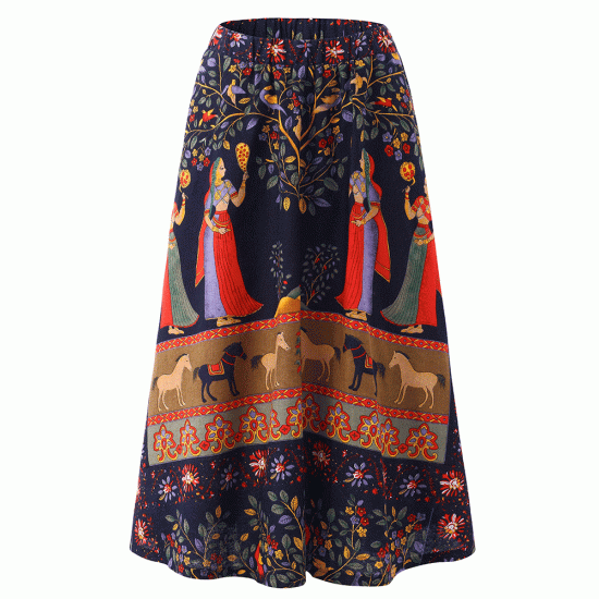 O-NEWE M-5XL Casual Women Ethnic Style Print Skirt O-NEWE M-5XL Casual Women Ethnic Style Print Skirt