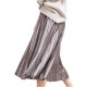 S-5XL Casual Women Basic Gold Velvet Pleated Skirts