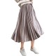 S-5XL Casual Women Basic Gold Velvet Pleated Skirts