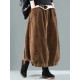Women Vintage Corduroy Elastic Waist Baggy Winter Skirts