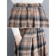 Women Vintage Elastic Waist Plaid A-line Maxi Skirts with Pockets