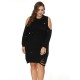 2XL-5XL Sexy Women Black Hole Sweater Dresses