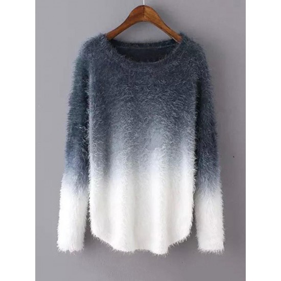 Casaul Women Gradient O-Neck Long Sleeve Sweaters Casaul Women Gradient O-Neck Long Sleeve Sweaters