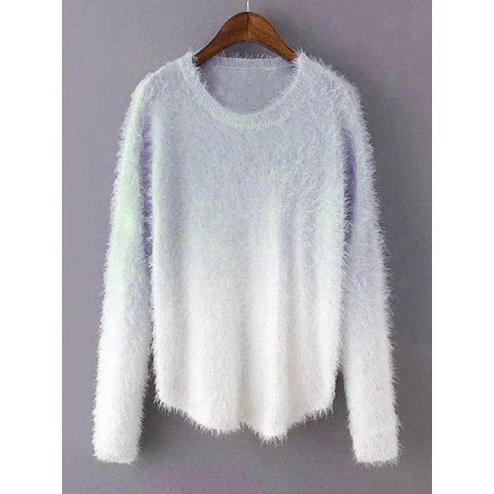 Casaul Women Gradient O-Neck Long Sleeve Sweaters Casaul Women Gradient O-Neck Long Sleeve Sweaters