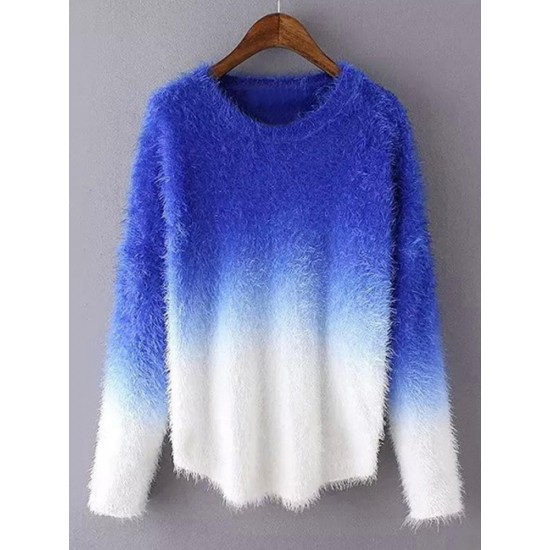 Casaul Women Gradient O-Neck Long Sleeve Sweaters Casaul Women Gradient O-Neck Long Sleeve Sweaters