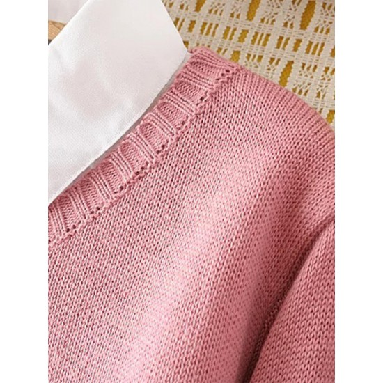 Casual  Women Fake Two-piece Knit Sweaters