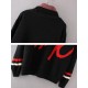 Casual Women Black High Collor Printed Sweaters