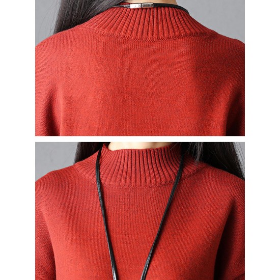 Casual Women Stripe High Collar Sweater