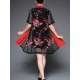 Elegant Women Embroidery Short Sleeve Cardigan and Dress