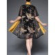 Elegant Women Embroidery Short Sleeve Cardigan and Dress