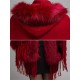 Elegant Women Faux Fur Tassel Hooded Cloak Coat