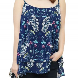 Sexy Women Floral Back Cross Strap Tank Top