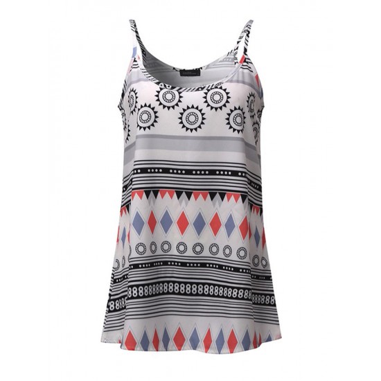 Sexy Women Geometric Print Strap Tank Tops