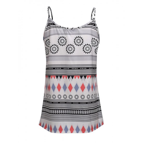 Sexy Women Geometric Print Strap Tank Tops