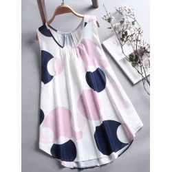Women Casual Polka Dot Sleeveless Tank Top Blouse