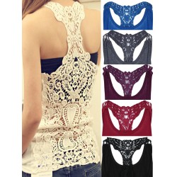 Women Lace Sleeveless Vest Hollow Out Tank Top More Color Vest