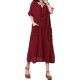Loose Women Solid Button Pocket Stitching Maxi Dress