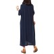 Loose Women Solid Button Pocket Stitching Maxi Dress