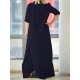 Plus Size Women Brief V-neck Side Split Cotton Maxi Dress
