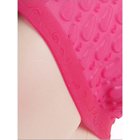 Female/Male Adult Pure Color Anti-slip Granules Waterproof Silicone Swimming Cap