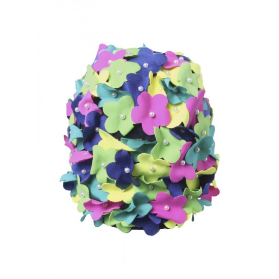 Hand-sewn Pearl Three-dimensional Color-mixing Petals Women Swimming Spa Hats