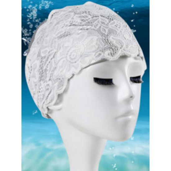 PU Professional Waterproof Comfortable Paddy Lace Embroidery Women Adult Swimming Cap