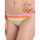 Plus Size L-3XL Colorful Striped Bikini Bottom Low Waist Elastic Swimming Pants