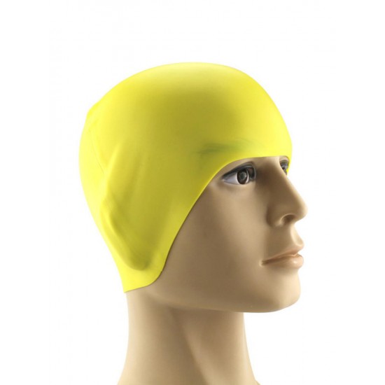 Silica Gel Adult Soild Color Long Hair Sports Waterproof Pool Swimming Cap