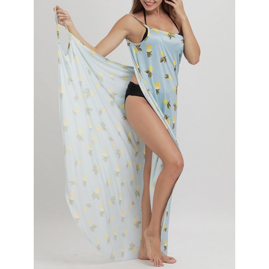 Big Size Multi-way Wear Pineapple Printed Comfort Beachwear Cover Ups Big Size Multi-way Wear Pineapple Printed Comfort Beachwear Cover Ups