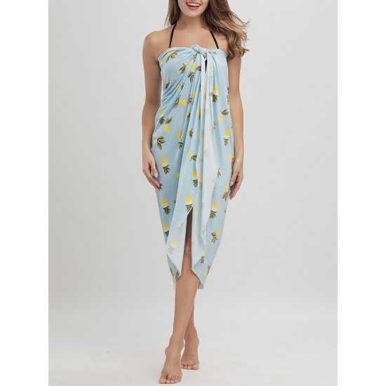 Big Size Multi-way Wear Pineapple Printed Comfort Beachwear Cover Ups Big Size Multi-way Wear Pineapple Printed Comfort Beachwear Cover Ups