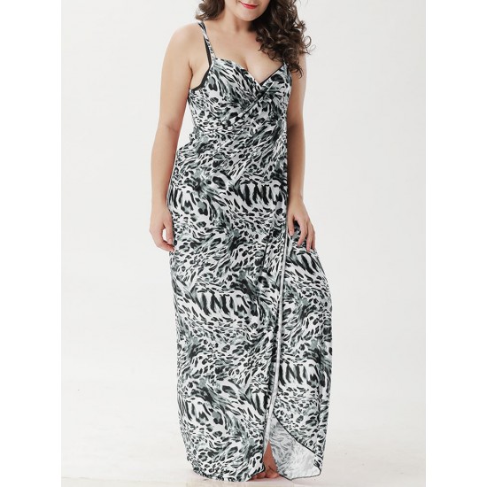 Long Section Conservative Printed Multi-way Wear Beach Dress Cover-Ups