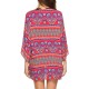 Plus Size 3/4 Sleeves Printing Beach Cover-Ups Plus Size 3/4 Sleeves Printing Beach Cover-Ups