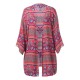 Plus Size 3/4  Sleeves Printing Beach Cover-Ups
