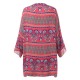 Plus Size 3/4  Sleeves Printing Beach Cover-Ups