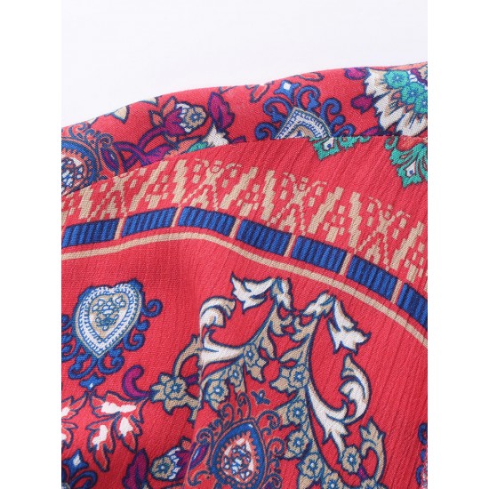 Plus Size 3/4 Sleeves Printing Beach Cover-Ups Plus Size 3/4 Sleeves Printing Beach Cover-Ups