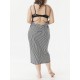 Plus Size Stripes Muti-way Wear Braces Dress Beach Towel Cover-Ups Bathingsuit