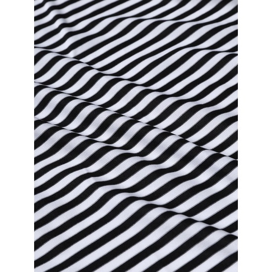 Plus Size Stripes Muti-way Wear Braces Dress Beach Towel Cover-Ups Bathingsuit