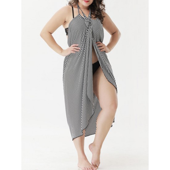 Plus Size Stripes Muti-way Wear Braces Dress Beach Towel Cover-Ups Bathingsuit Plus Size Stripes Muti-way Wear Braces Dress Beach Towel Cover-Ups Bathingsuit