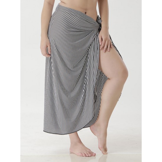 Plus Size Stripes Muti-way Wear Braces Dress Beach Towel Cover-Ups Bathingsuit Plus Size Stripes Muti-way Wear Braces Dress Beach Towel Cover-Ups Bathingsuit