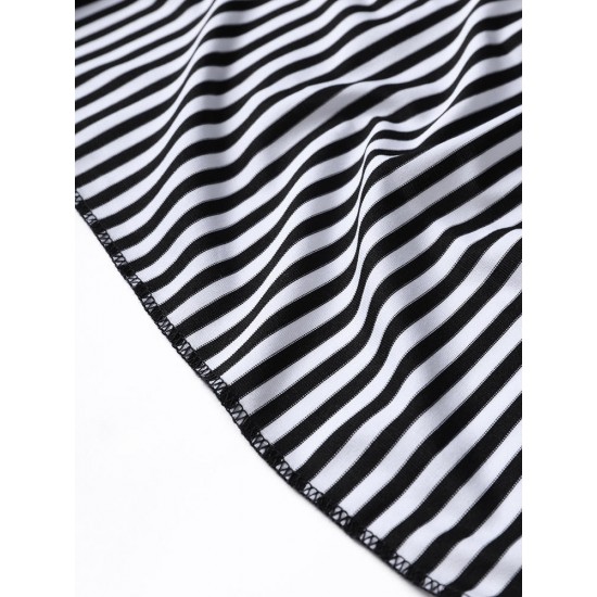 Plus Size Stripes Muti-way Wear Braces Dress Beach Towel Cover-Ups Bathingsuit